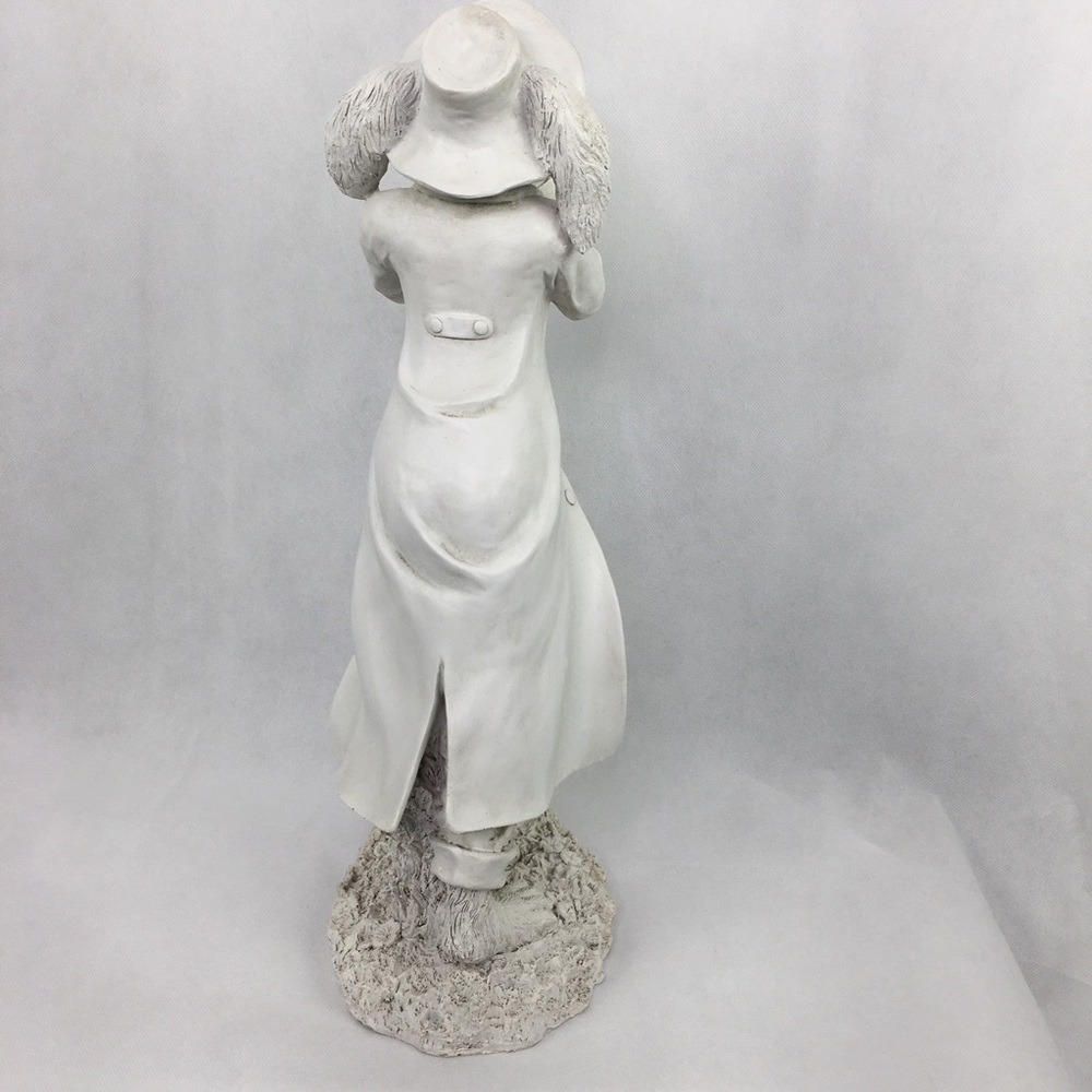 Large White Washed Detailed Rabbit Statue - Picture 3 of 8